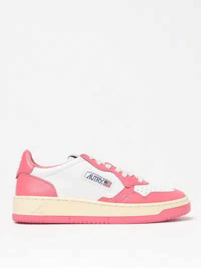 Autry 'medalist' Pink Leather And Canvas Sneakers In Pink