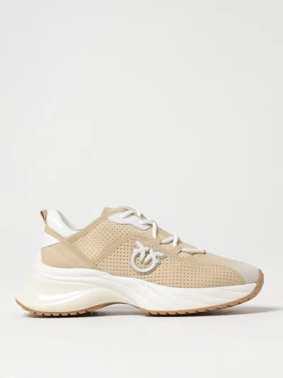 Pinko Sneakers Ariel Ajourées Avec Logo Love Birds In Beige
