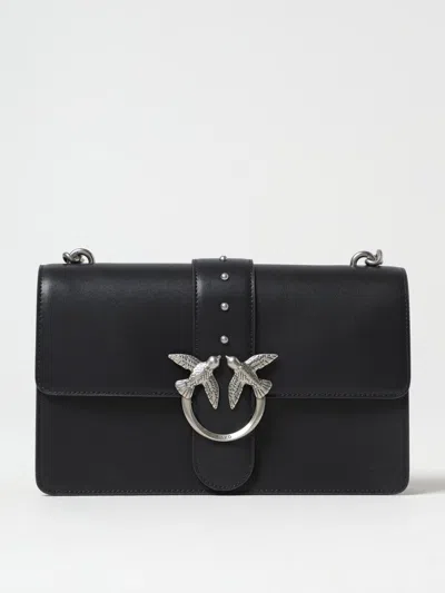 Pinko Rectangular Chain Strap Shoulder Bag With Metal Hardware And Front Embellishment In Black 1