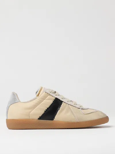 Maison Margiela Beige Fabric Chunky Sneakers In Black