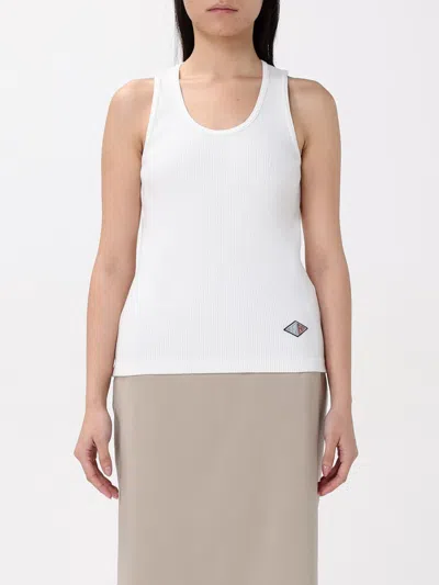 Bottega Veneta Canotta In Jersey Di Cotone Compatto A Coste In White