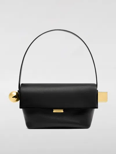 Jacquemus Le Rond Carre Leather Shoulder Bag In Black