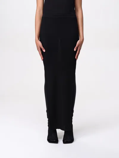 Rick Owens Wool Crepe High-waisted Long Skirt In Black