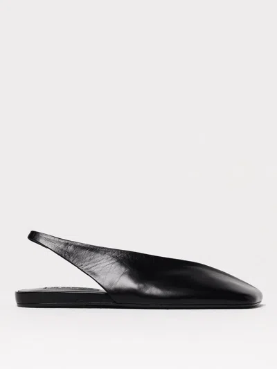 Jil Sander Black Leather Slingback Ballet Flats In Black