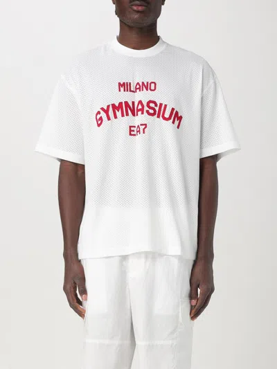 Ea7 Logo-print Mesh T-shirt In Natural