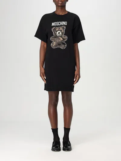 Moschino Graphic Bear Print Crew Neck T-shirt In Black