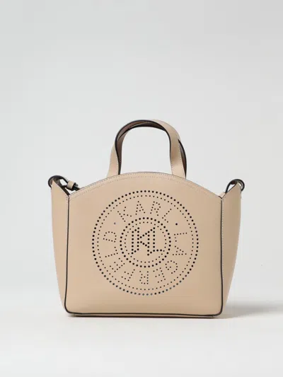 Karl Lagerfeld K/circle Perforated Small Tote Bag In Beige