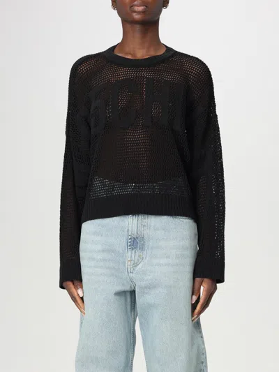 Moschino Mesh Shirt With Logo In Black