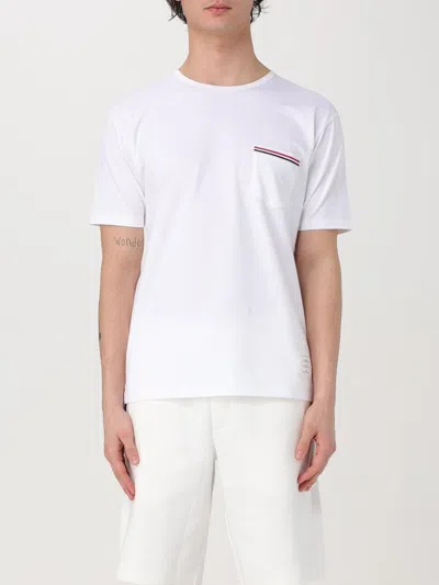 Thom Browne Rwb-stripe Cotton Pocket T-shirt White
