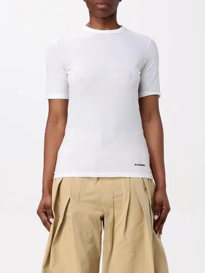 Jil Sander Contrast Logo Cotton T-shirt In White