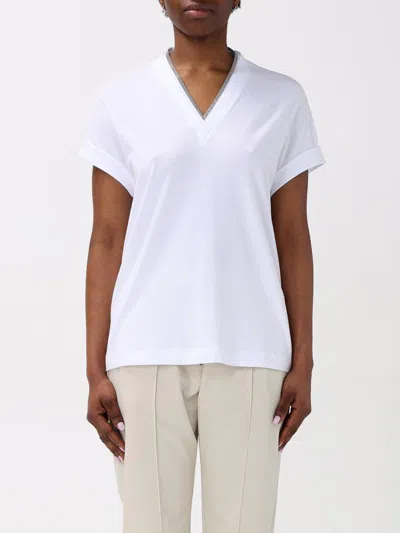 Brunello Cucinelli Stretch Cotton Top In White