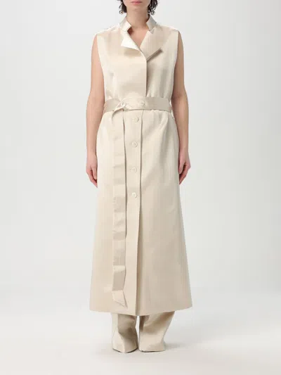 Philosophy Di Lorenzo Serafini Abito Midi Con Bottoni Beige In Ivory