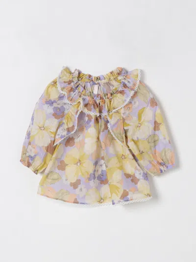 Zimmermann Ruffle-trim Floral Blouse In Violet