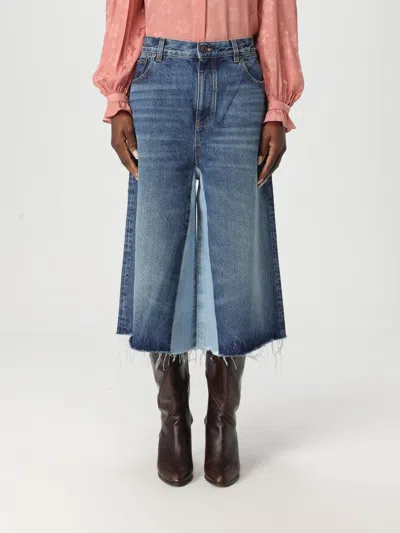 Chloé Two-tone Denim Bermuda Shorts In Blue