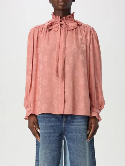 Chloé Fluid Silk Jacquard Blouse In Pink
