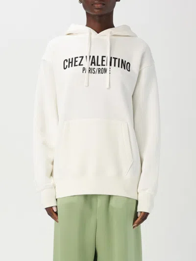 Valentino Women's Ivory Cotton Sweatshirt In White