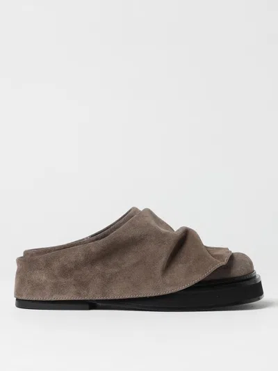 Attico Round Toe Suede Finish Stitch Detailing Mules In Beige