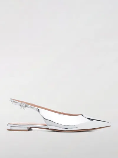 Gianvito Rossi 10mm Metallic Leather Slingback Flats In Silver