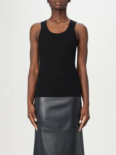 Max Mara Fitted Sleeveless Top With Ribbed Texture In Black