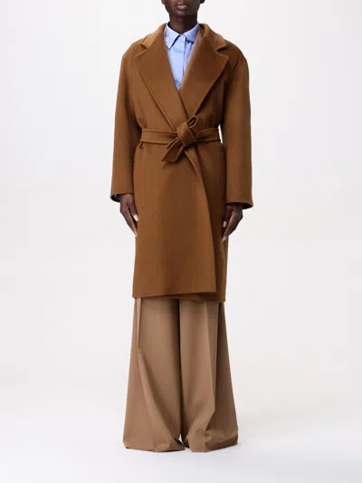 Max Mara Hazelnut Robe Coat In Cashmere Wool And Silk In Brown