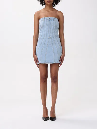 Mugler Mini Dress In Blue