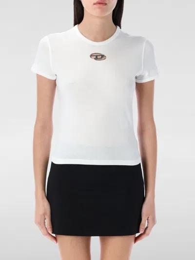 Diesel T-shirt With Logo Plate In White