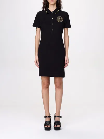 Versace Jeans Couture Women's Emblem Polo T-shirt Dress In Black