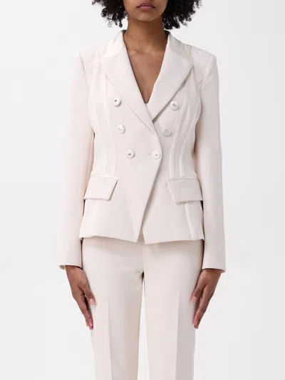 Elisabetta Franchi Crepe Satin Blazer In Yellow Cream