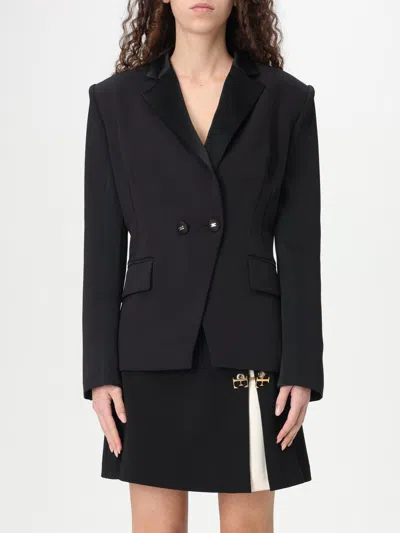 Elisabetta Franchi Double-breasted Blazer With Covered Buttons In Black