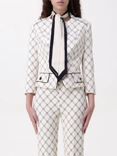 Elisabetta Franchi Printed Jacket In Yellow Cream