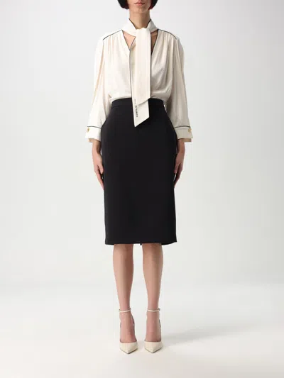 Elisabetta Franchi Georgette Crepe Midi Dress In Yellow Cream