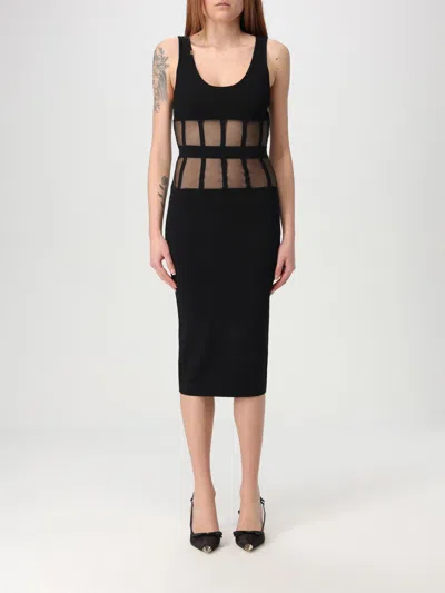 Elisabetta Franchi Fitted Midi Dress In Black