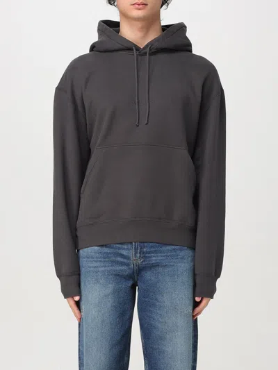 Saint Laurent Hoodie With Embroidered Logo In Grey