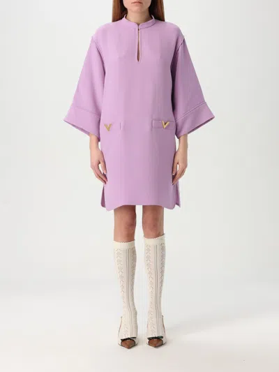 Valentino Women's Vlogo Silk Mini Dress In Lavander
