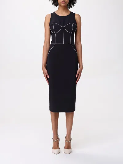 Elisabetta Franchi Contrasting-piping Midi Dress In Black