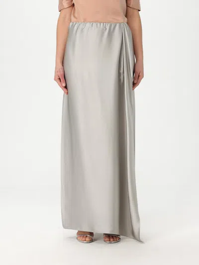 Giorgio Armani Double Silk Satin Maxi Wrap Skirt In Grey