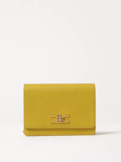 Elisabetta Franchi Curry Eco-leather Shoulder Bag In Yellow