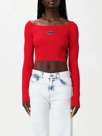 Diesel Red Top Cropped M-vera-ls In Red