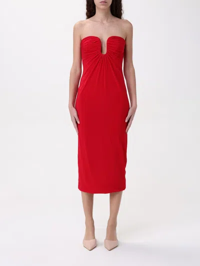 Pinko Strapless Mini Dress With Gathered And Ruched Detailing In Red