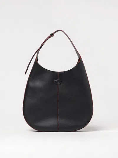 Tod's Sacca Hobo Black Grained Leather Bag In Black