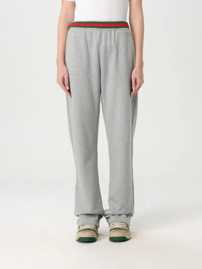 Gucci Women Cotton Jersey Jogging Pants With Web Detail In Gray