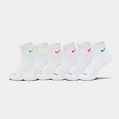 Nike Everyday Plus Cushioned 6-pack Quarter Training Socks Size Medium In Multi