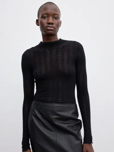 House Of Dagmar Cotton-blend Lace Top In Black