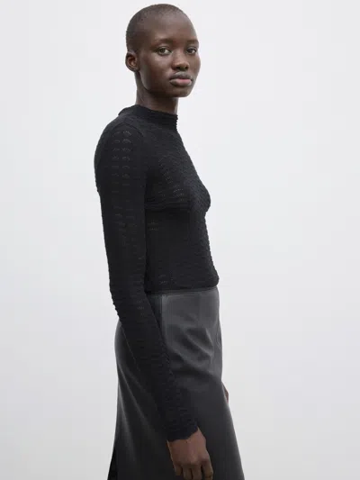 House Of Dagmar Cotton-blend Lace Top In Black