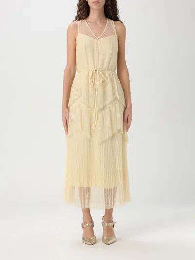 Twinset Twin-set Layered White Evening Dress In Ivory