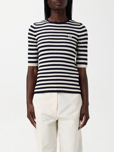 Twinset Twin-set White And Navy Sweaters In Blue