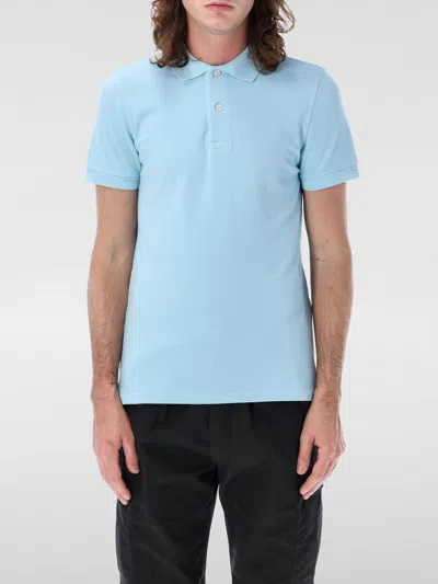 Tom Ford Cotton Pique Polo Shirt In Blue
