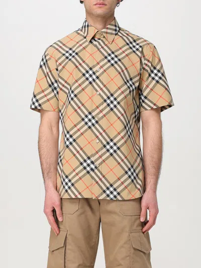 Burberry Oversized Silk Shirt Shirts Beige In Multi