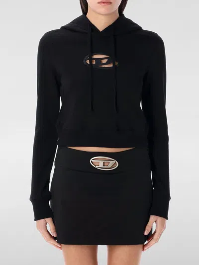 Diesel Hoodie Con Logo Oval D Cut-out In Black