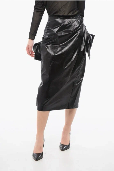 Maison Margiela Bow-detail Pencil Midi Skirt In Black